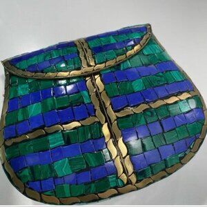 Ramla Blue Green Gold Mosaic Tile Bag NWT